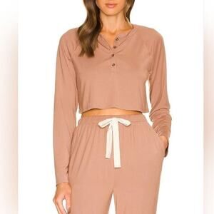 Nwt Privacy Please Lounge Camille Crop Long sleeve Top in Tan size M